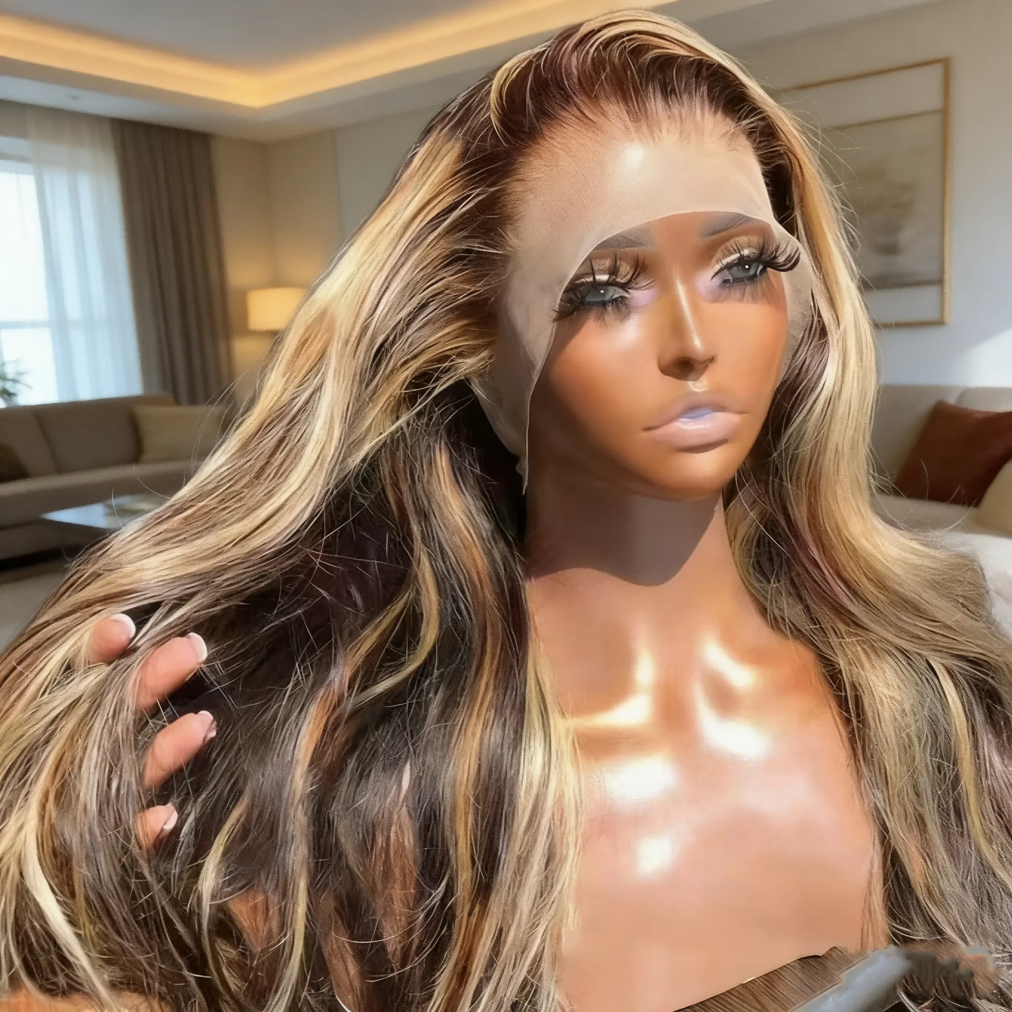 Körperwelle 13x4 HD Transparente Spitze Vorne Perücke Farbige Highlight Echthaar Perücken Für Frauen Brasilianische 4/27 Blonde Vor Gezupft Perücken