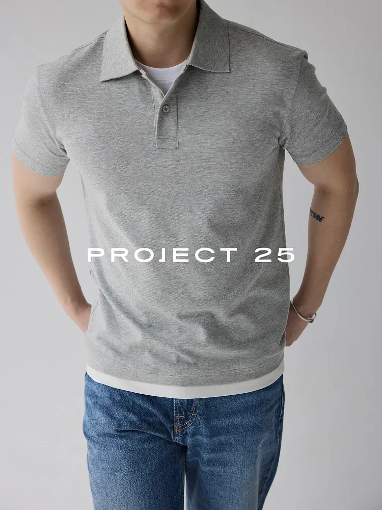 PROJECT 25 Men's Cooling Piqué Polo with Fake Two-Piece Design– Minimalist