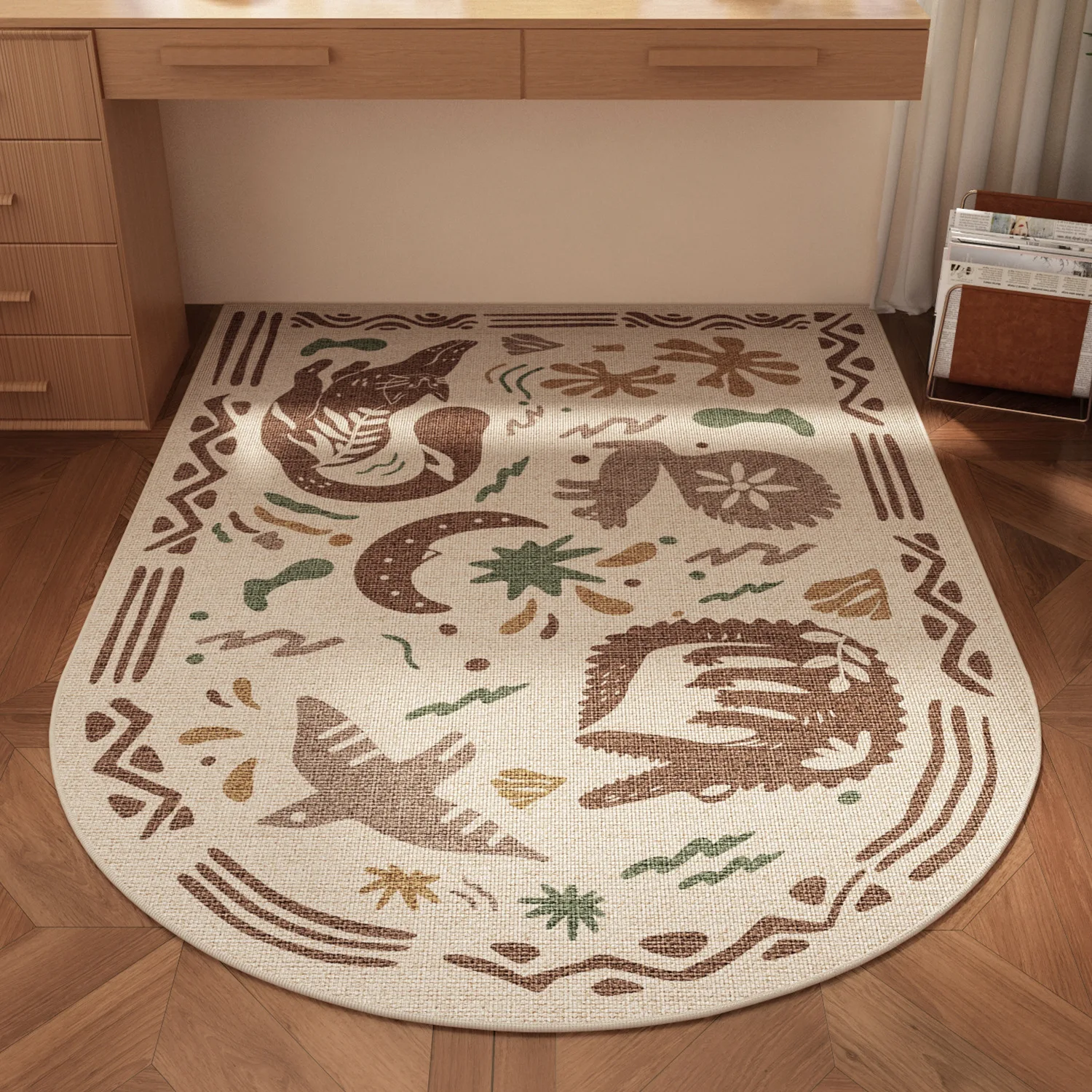 VIKAMA Study Room e-Sport Room Computer Chair Protection Carpet Antique-Style Arched Easy-To-Clean Dressing Table Rug Home Decor