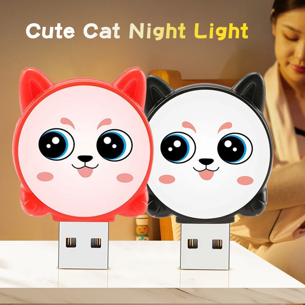 Intelligent Voice Lamp USB Interface Cute Cat English Soft Lights Eye Protection Convenient Voice Control Switch Night Light