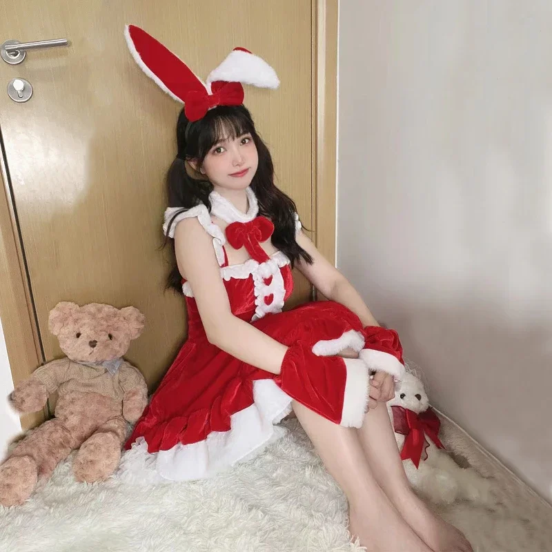 Kerst Dame Rollenspel Rood Konijn Meisje Jurk Schattige Mode Santa Claus Lolita Jurk Pak Sexy Anime Volwassen Jurk Meid Uniform