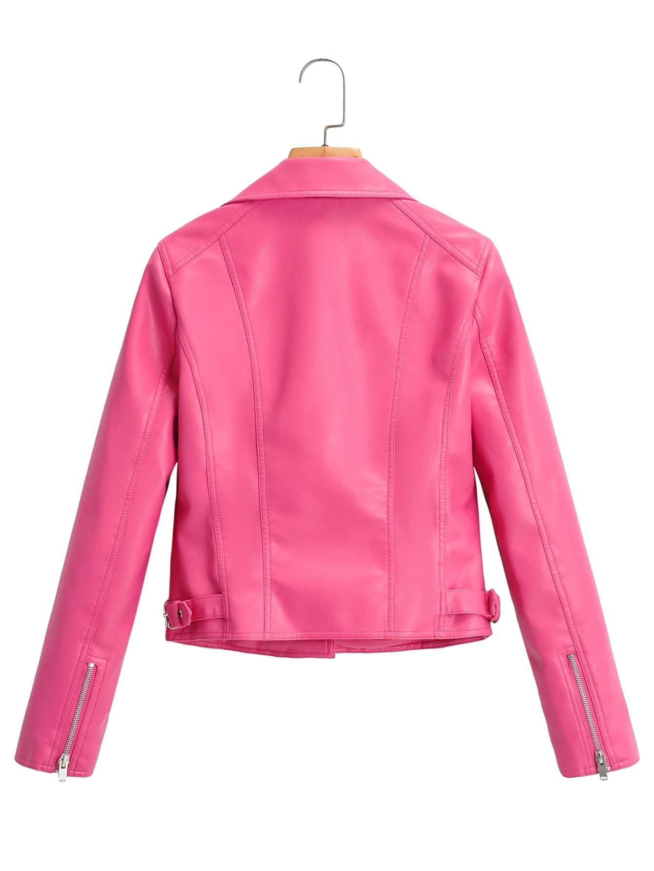 Blouson d\'hiver en cuir PU femme, slim, rose, orange, automne, moto, nouvelle collection