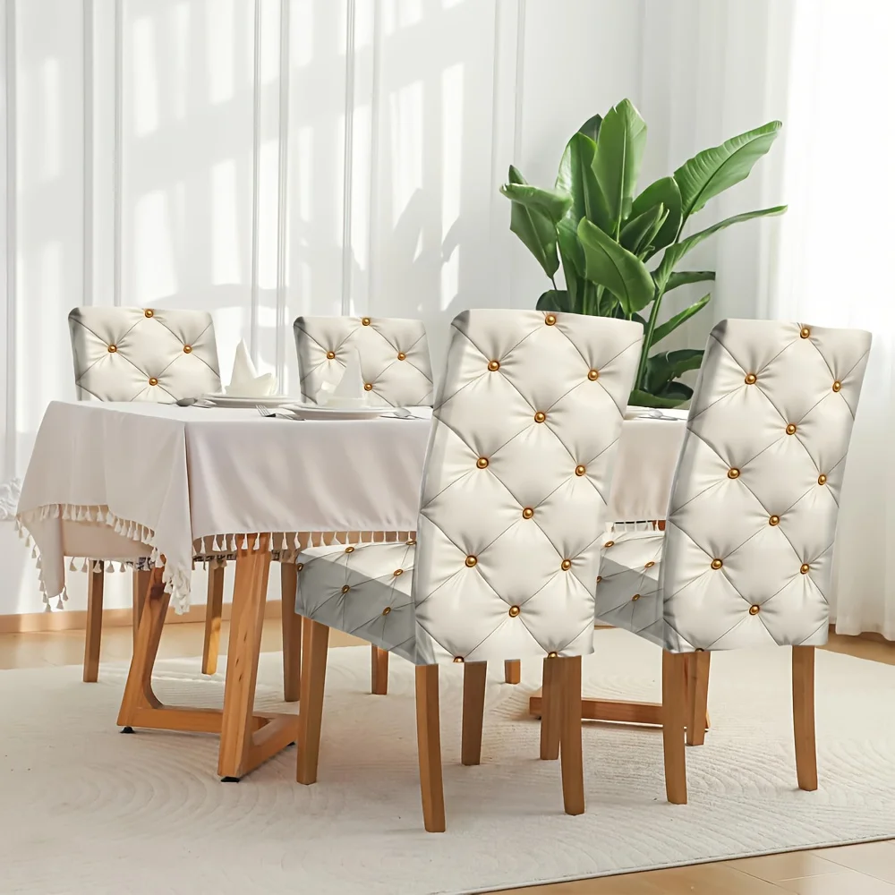 2026 New Tufted Stretch Dining Chair Cover, Soft Elastic Upholstered Chair Slipcover, Machine Washable, Perfect