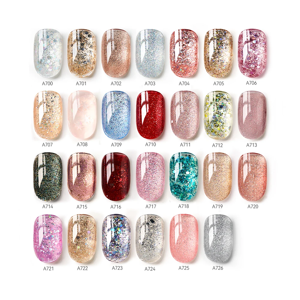 MAYCHAO Glitter Sequins UV Gel Nail Polish Summer Color Semi Permanant Soak Off UV Gel All For Manicure Nail Art Varnish 7.3ml