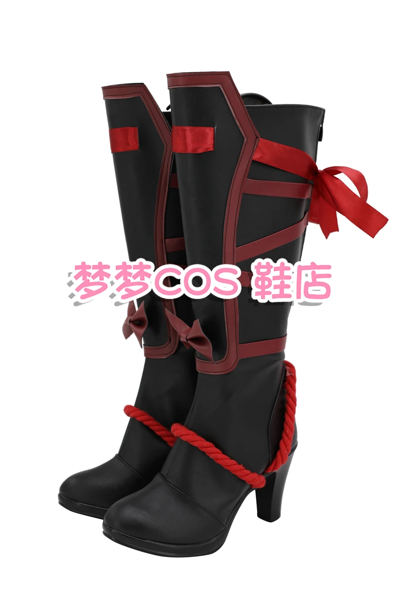 Touken Ranbu Hyuuga Masamune Scarpe Cosplay Stivali ONLINE Gioco anime di Halloween Stivali neri con tacco alto