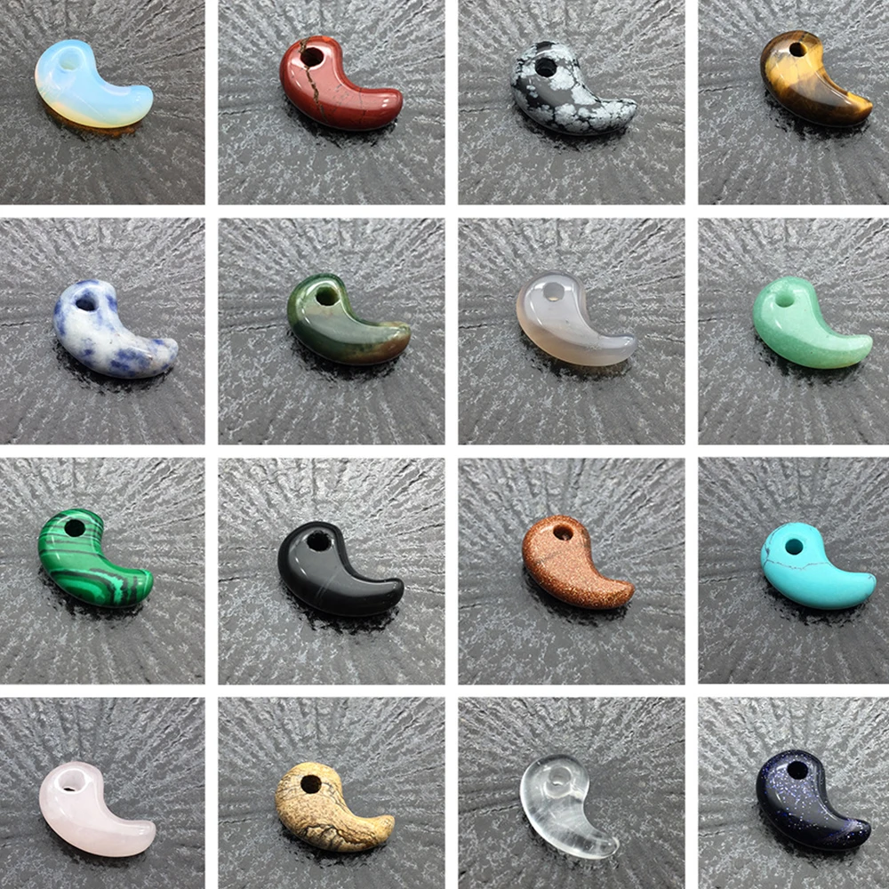 Natural Rose Quartz Opal Agate Comma YinYang Tai Chi Shape Jade Charms Pendant for Reiki Healing DIY Jewelry Accessories