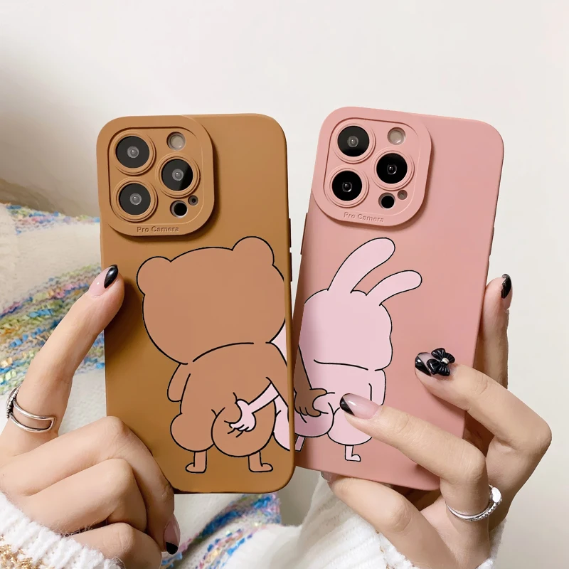 Funny Animal Bunny Panda Pig Phone Case for IPhone 11 12 13 14 Pro Max 7 8Plus SE2 X XR XS Max Cute Bear Cover Soft Shell