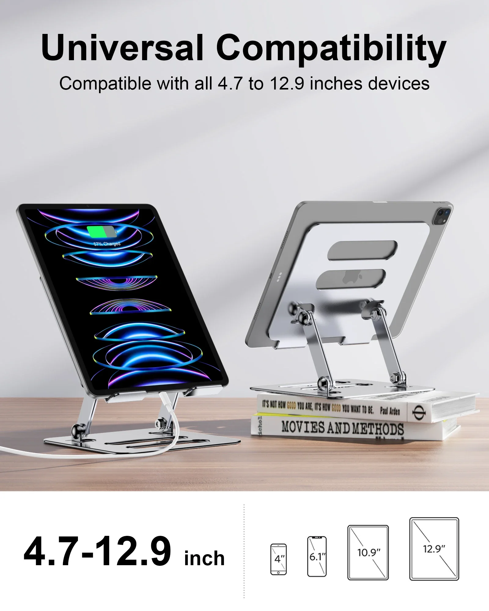 Tablet Stand Laptop Stand Desk Adjustable Folding Stand Desktop Holder Dock Compatible with IPad Pro 9.7 10.5 12.9 Ipad Mini 4