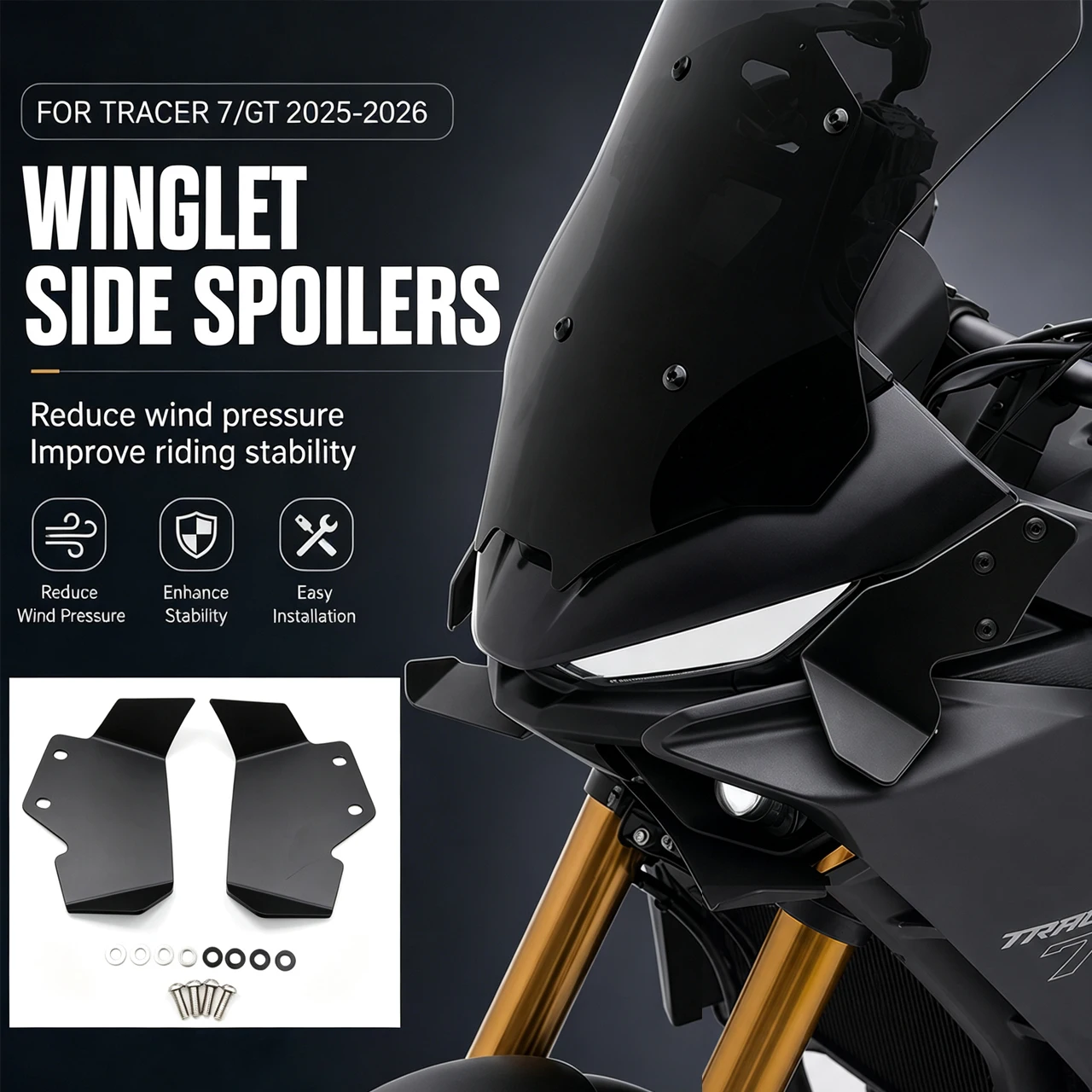ウィングレット-エアロダイナミック-gp-ウィングデフレクター-フロントスポイラー-バイクフェアリング-サイドウィング-ヤマハ-トレーサー7-gt-2025-トレーサー700-2026-7gt用