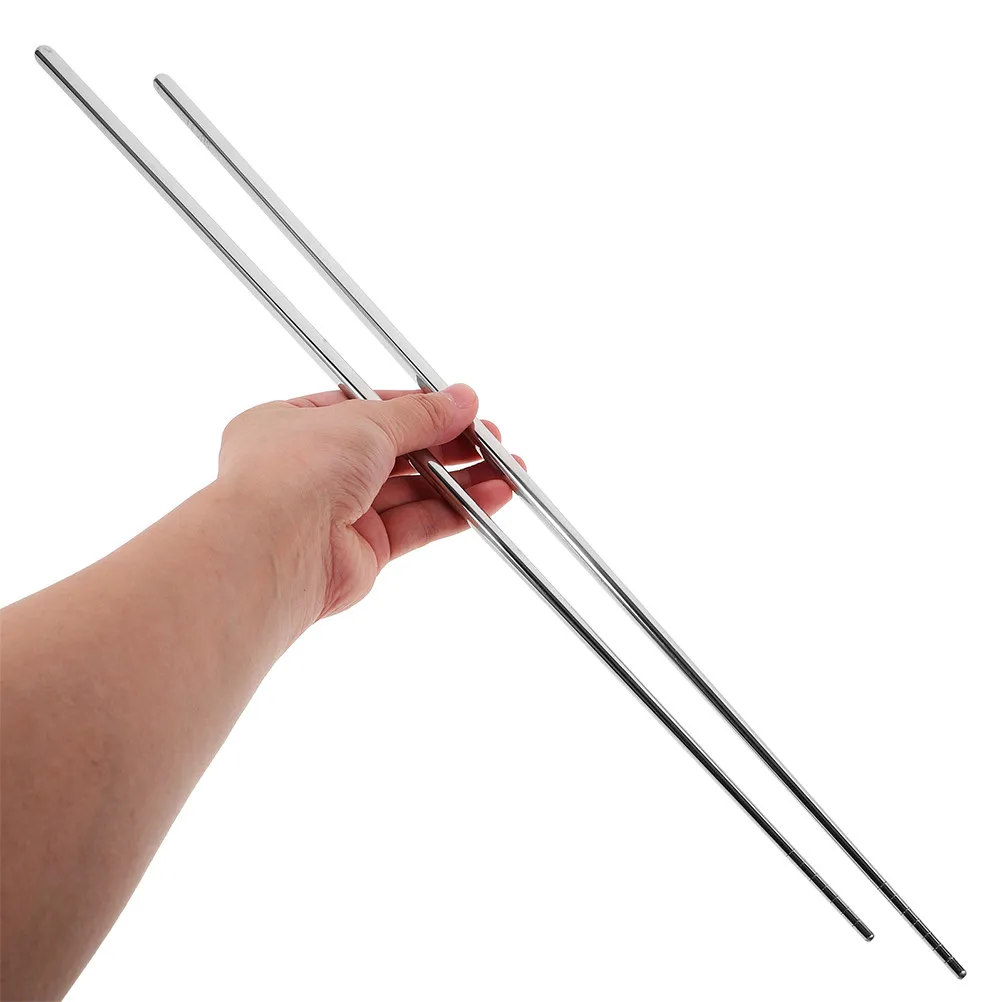 2 Pares de Palillos de Acero Inoxidable de 45 cm, Resistentes al Calor, Antideslizantes, para Cocina Asiática, Frituras y Hot Pot