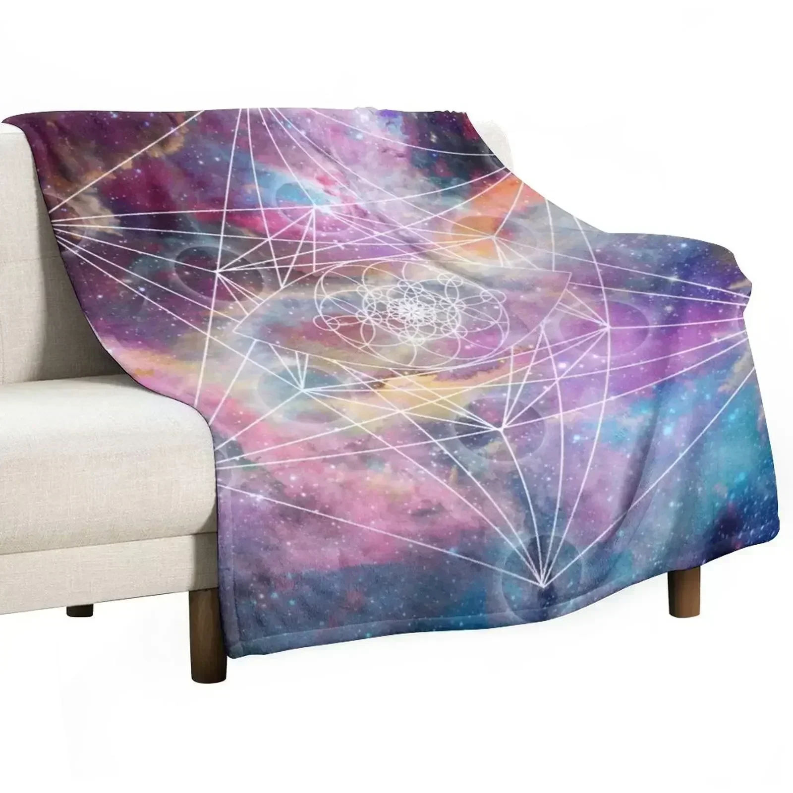 

Watercolor and nebula sacred geometry Throw Blanket Lightweight Warm Blanket for Travel Camping