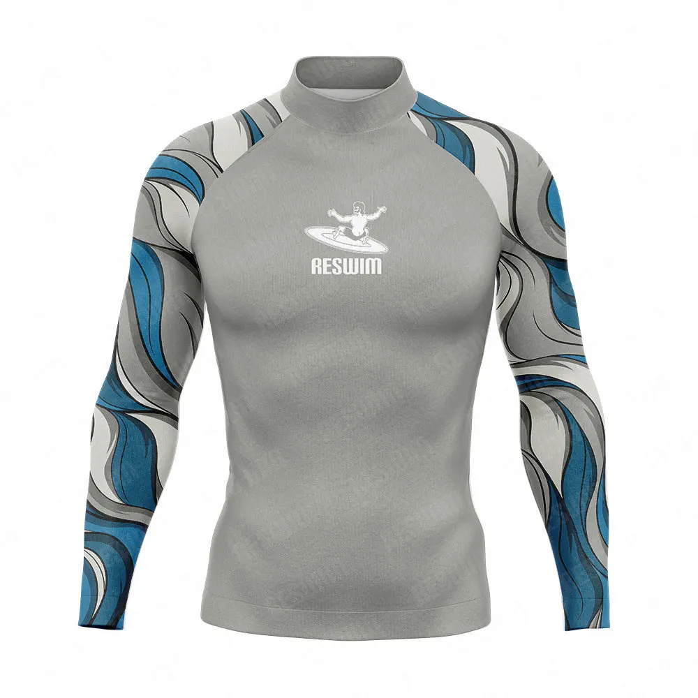 

2026 мужской купальник, футболка для плавания, пляжный купальник с защитой от ультрафиолета, рашгарды с длинными рукавами, купальник для серфинга, дайвинга, рашгард для серфинга