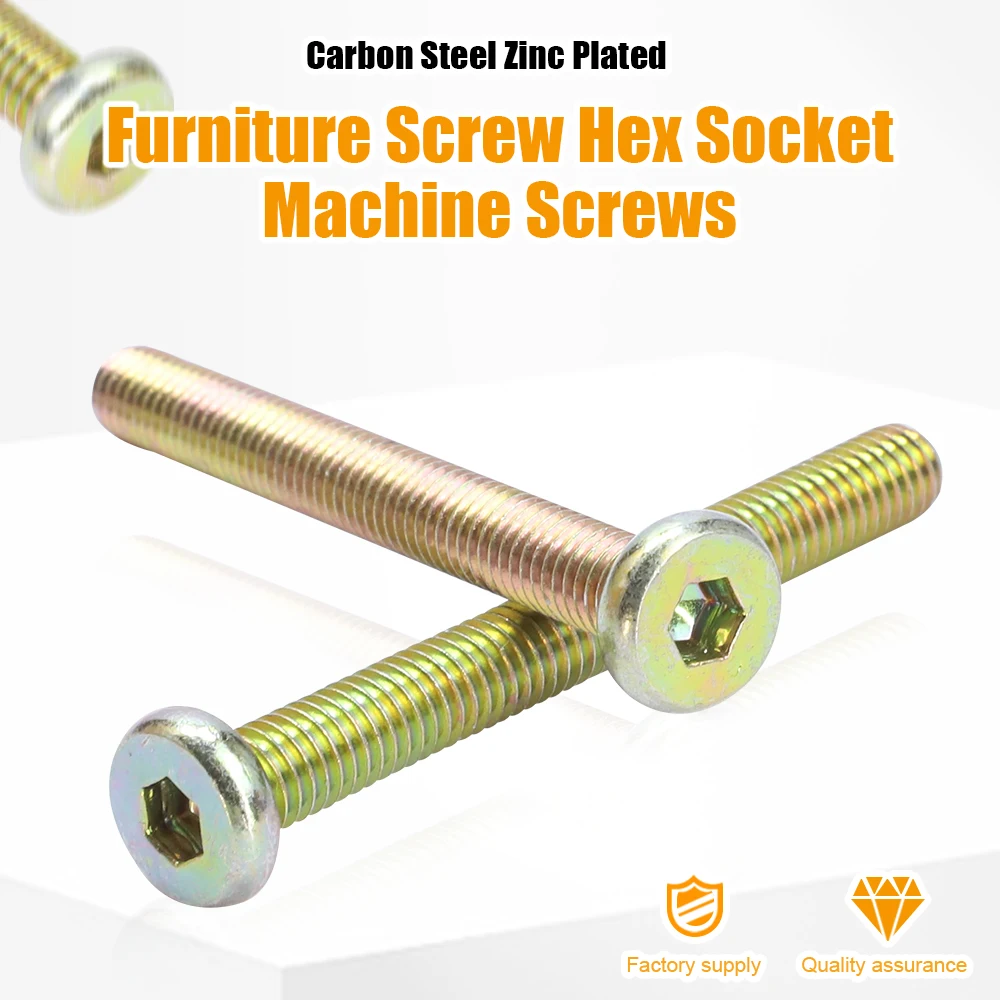 JUIDINTO 2-10pcs Hex Socket Flat Head Screws Furniture Bolts M8 M10 Zinc Plating Countersunk Connector Screws for Bed Chairs