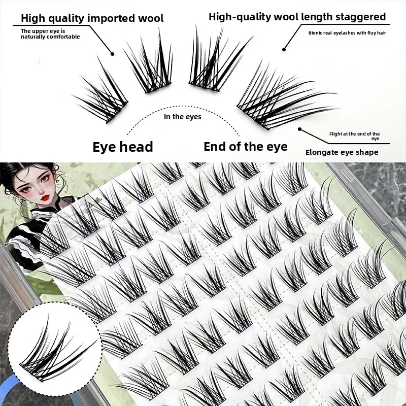 Kein Kleber, selbstklebende falsche Wimpern, natürlich, voluminös, flauschig, geflügelter Fuchs-Stil, chinesische Wimpern für Anfänger, 12–14 mm – Detail 11