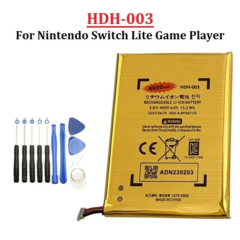 1Pcs HDH 003 HDH-003 replacement 4000mah battery For Nintendo Switch Lite HDH-001 HDH-A-BPHAT-C0 Rechargeable with Install Tool