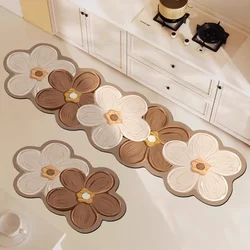 Flower Kitchen Floor Mat Irregular Creative Waterproof Oil-proof PVC Leather Carpet Anti-fouling Wipeable Easy Clean Balcony Rug