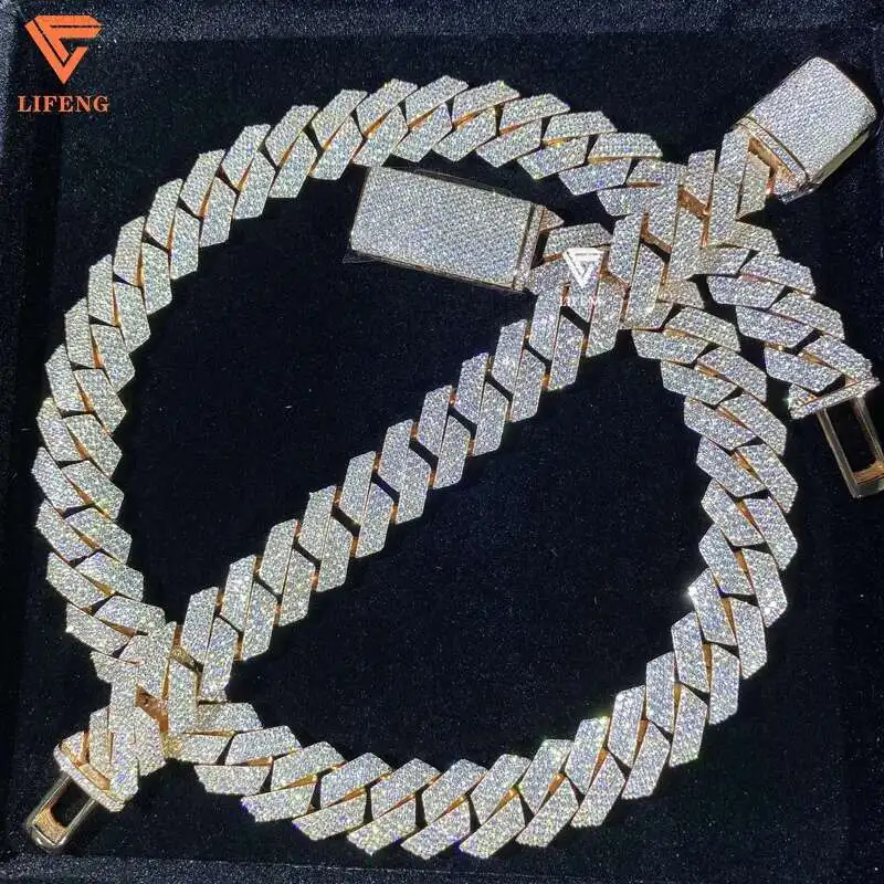 

Custom 18mm Cuban Chain Letter Necklace 22 Inch Rose Gold Plated 925 Sterling Silver VVS Chain Moissanite Diamond Fine Jewelry