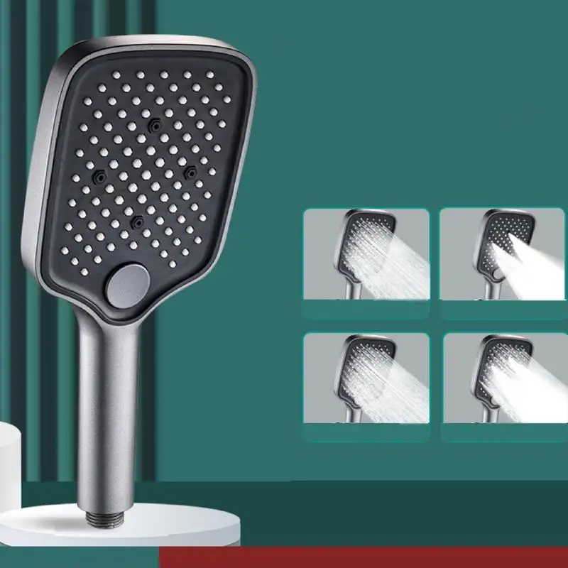 Grande Painel Handheld Rain Shower Head, Pulverizador De Pressão, Poderoso, Limpeza, 4 Modos