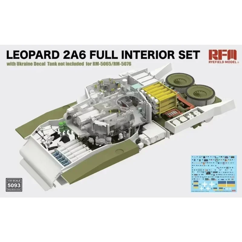 

1/35 модель Ryefield RM-5093 Leopard 2A6, полный интерьерный набор с наклейками в Украине, масштаб, игрушки «сделай сам», комплект модели