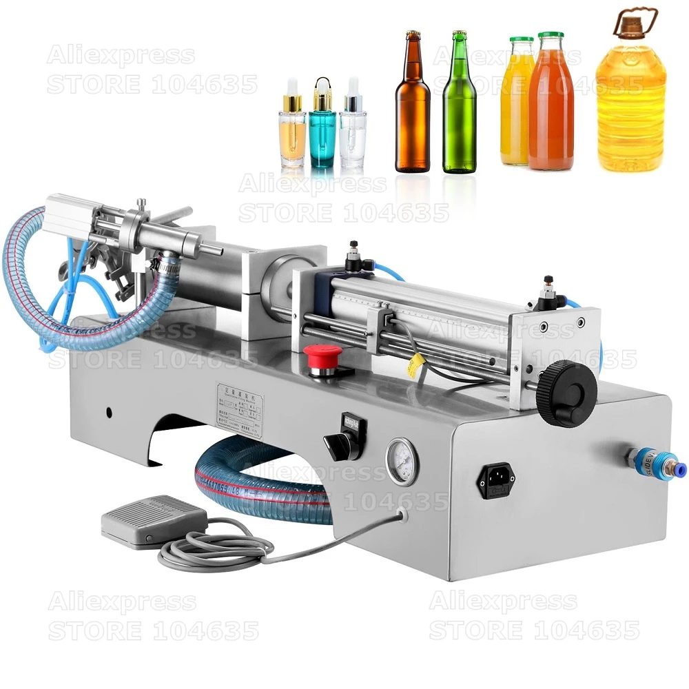 Stainless Steel Liquid Filling Machine Pneumatic Piston Bottle Filler Machine Single Head Food Pharmaceutical Cosmetic 10-100ml