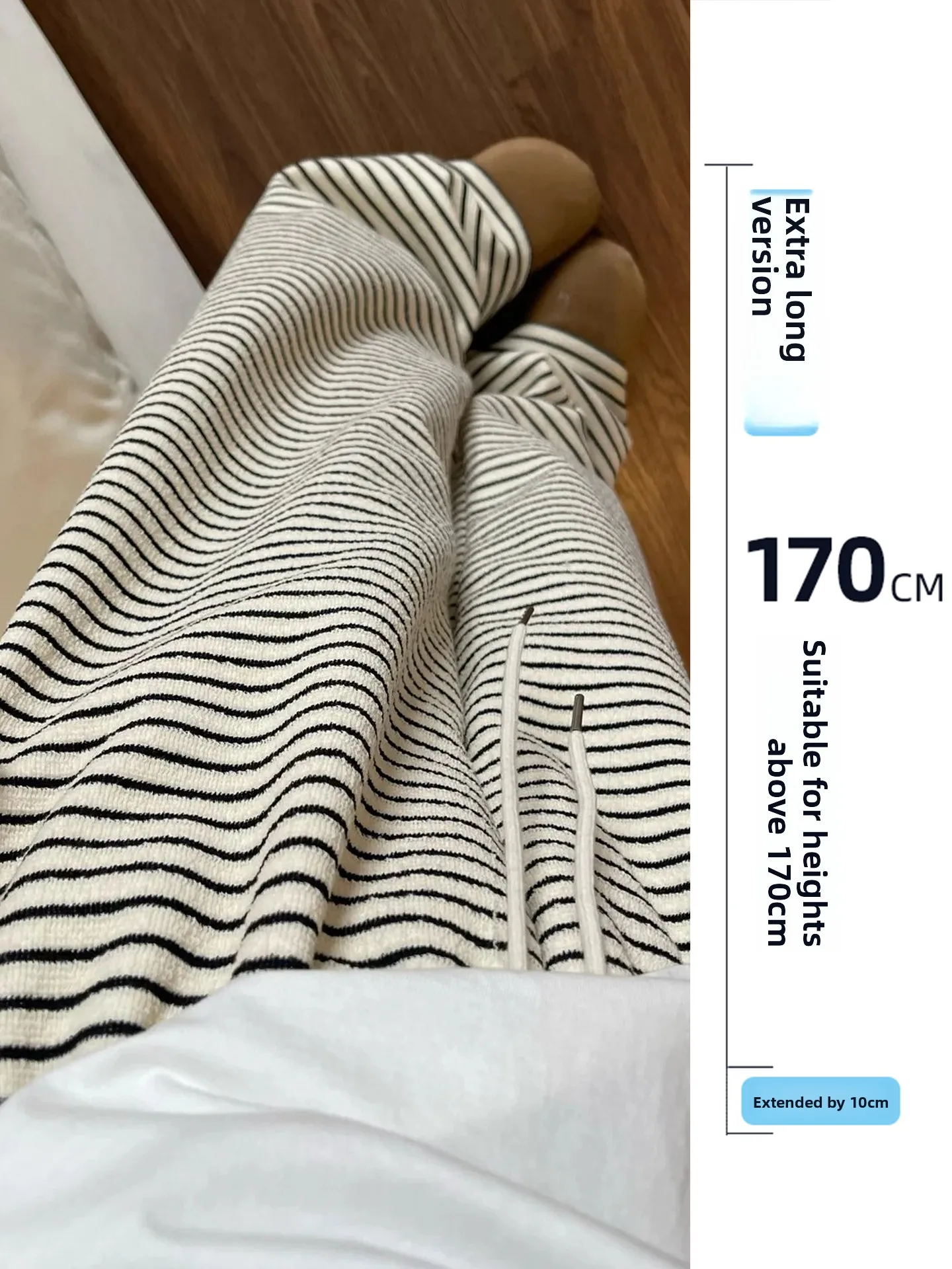 

Женские утепленные прямые брюки в полоску с завязками, вязаные повседневные брюки для осени и зимы, длинные широкие брюки для отдыха