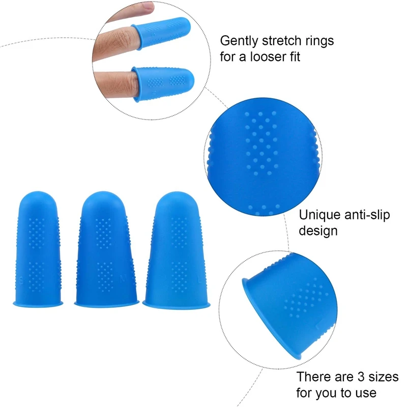 12 Pieces Finger Cots Silicone Finger Protection Covers Caps Fingertip Protectors Heat Resistant Finger Sleeves 3 Sizes