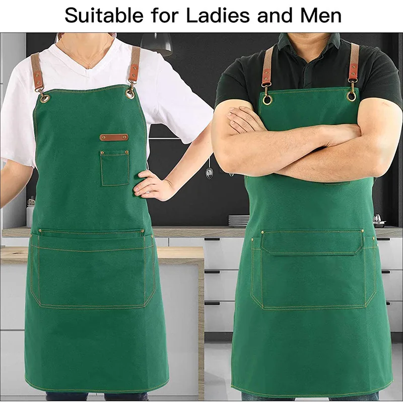 Custom Embroidery Printing Logo Waterproof Apron Men Women Kitchen Chef Baking Pockets Adult Restaurant Manicurist Nails Apron