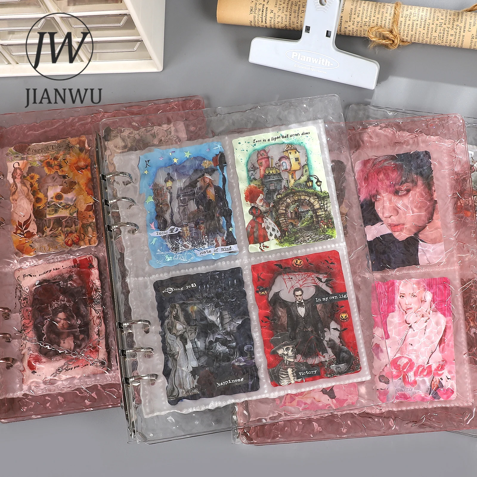 

JIANWU A5 Water Rippled Acrylic Storage Album Material Collage Transparent Loose-leaf Storage Book Creative Journal Stationery