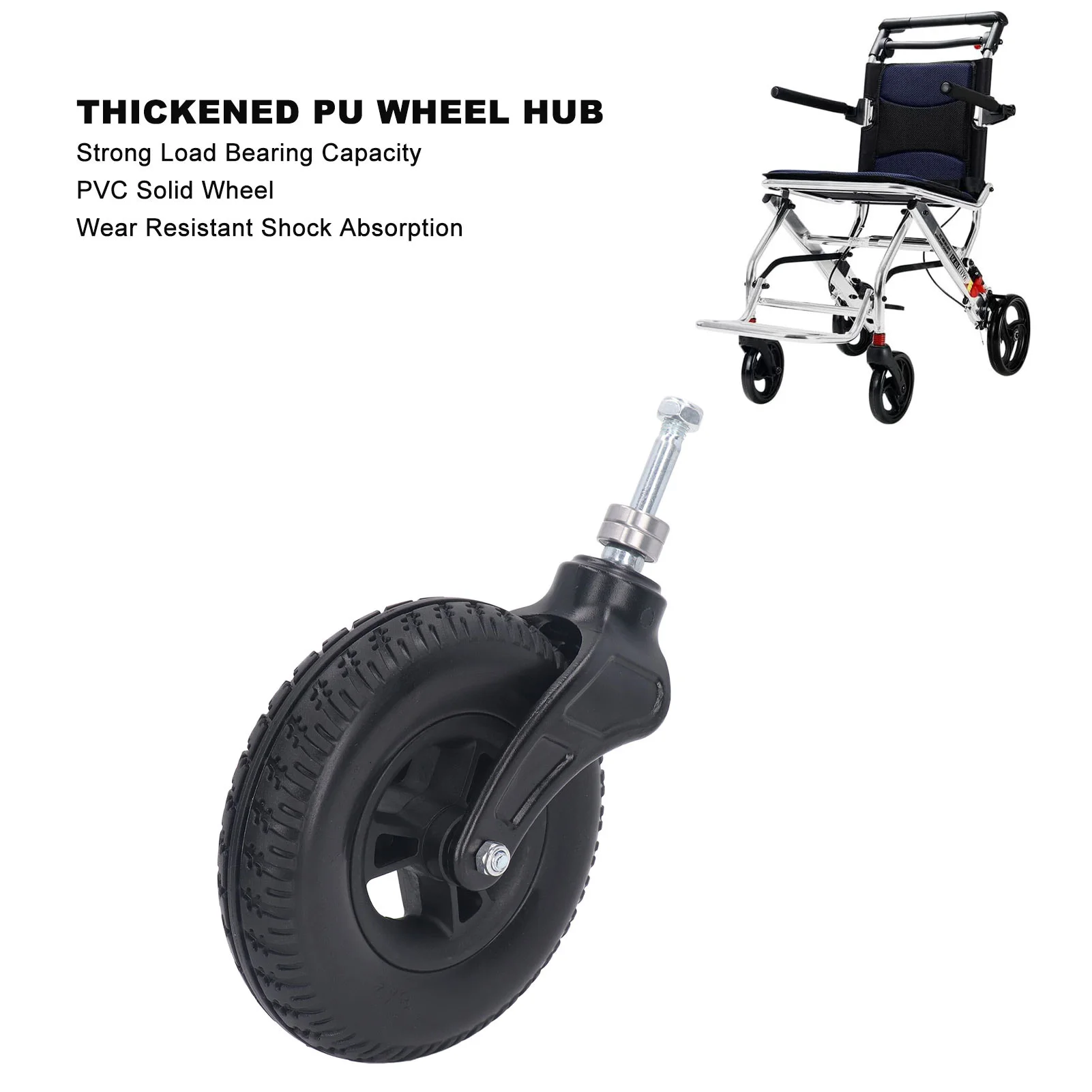 Wheelchair Front Caster 8 Inch  PU Hub  Wheel Rollator Walker Replacement Caster Rollator  Wheel