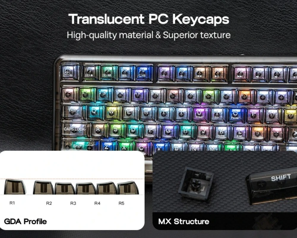AULA F-NB98 96% ANSI US Layout Tri-mode Wireless Mechanical Keyboard Hot Swap RGB Transparent Custom with Screen for PC Gamer