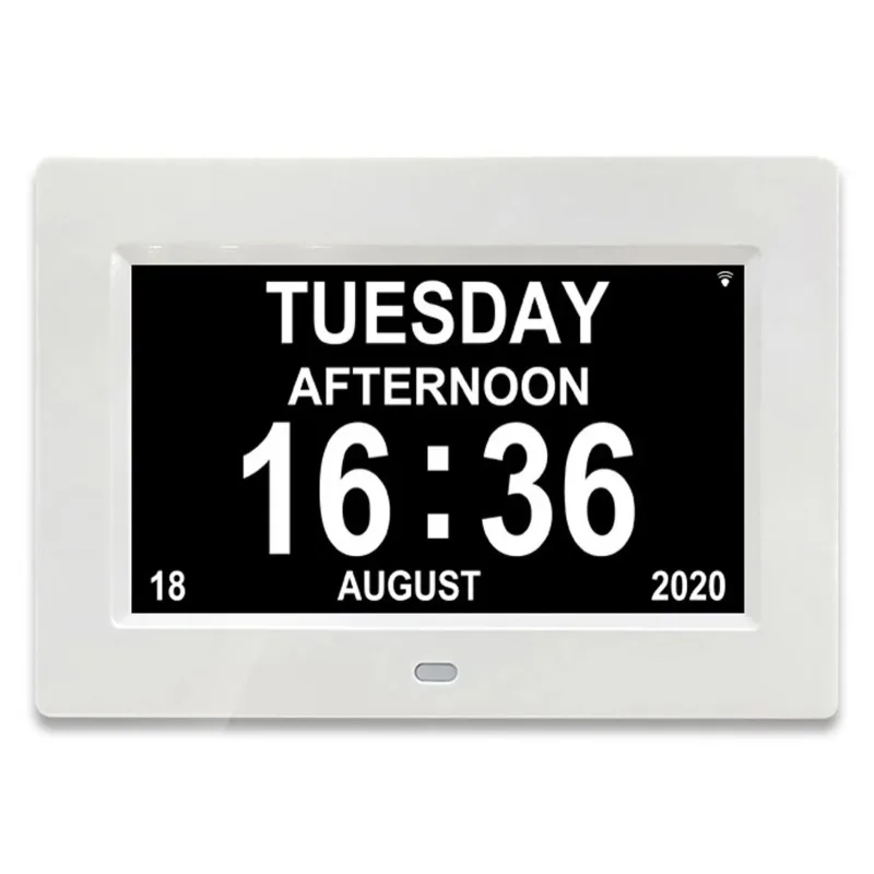 Large Font Digital Calendar Clock with 12 Alarm Modes Multi Language Display for Indoor Desk Wall Household Time Reminder