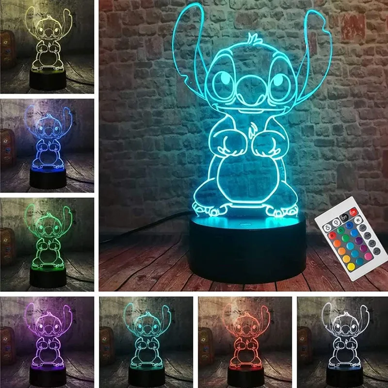 Dinesy3d Illusion Stitch Night Light With Remote Control And Smart Touch Room Decor Lamp Birthday Valentine'S Day Christmas Gift