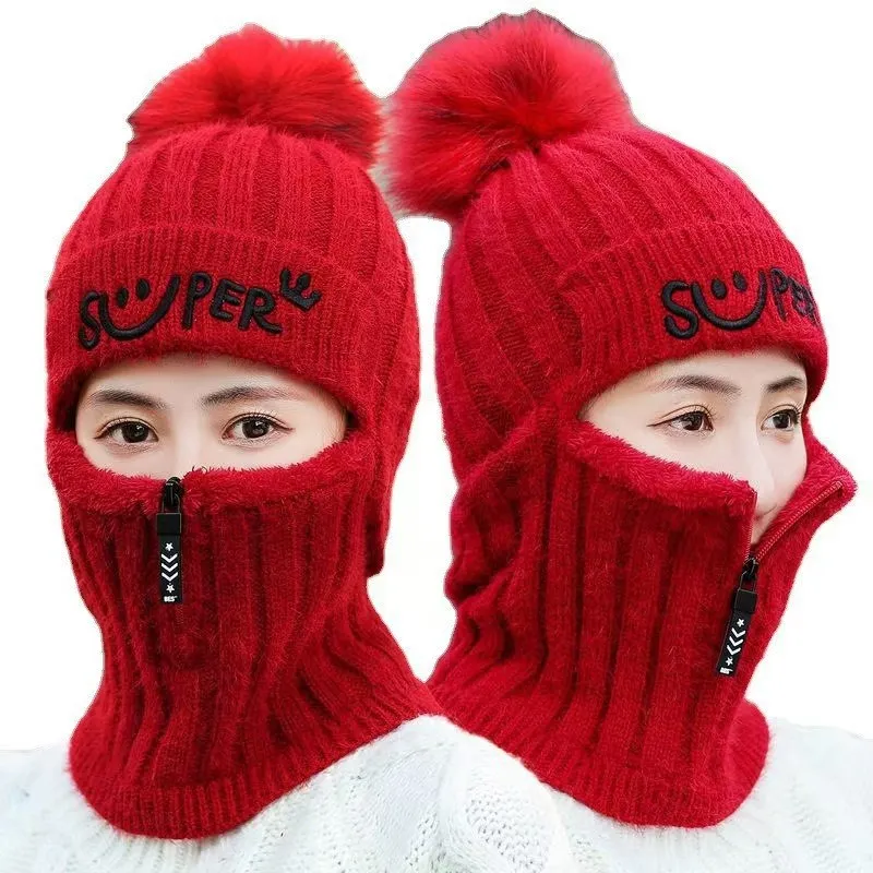 1 Stück Wintermütze für Damen, lässig, dick, warm, aus Fleece, winddicht, zum Reiten, mit Kapuze, als Nackenwärmer, Mütze, Sturmhaube, Maske – Detail 6