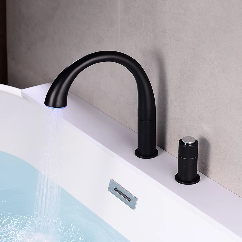 

Basin Faucet Mixer Bathroom Sink Faucets Black Paint Brass 2 Holes Single Handle Bathbasin Bathtub Tap Hot And Cold Water Taps