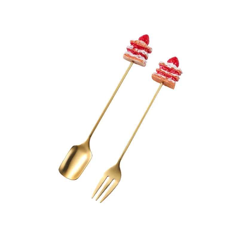 LMM stainless steel dessert fork and spoon creative mixing dessert ice cream scoop