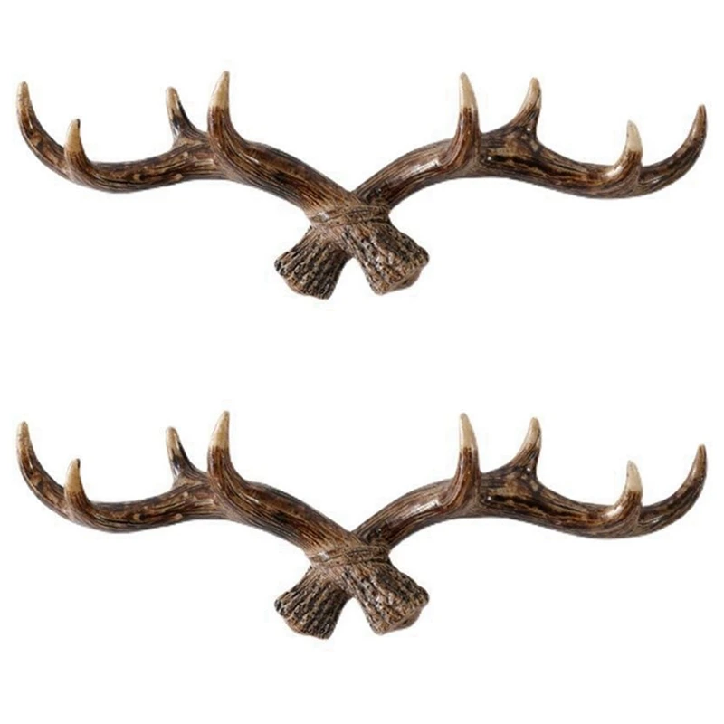 

2X Vintage Deer Antlers Wall Hooks -28Cm Wall Mounted Clothes Hanger Coat Rack Key Holder For Decorative Wall Hook,B
