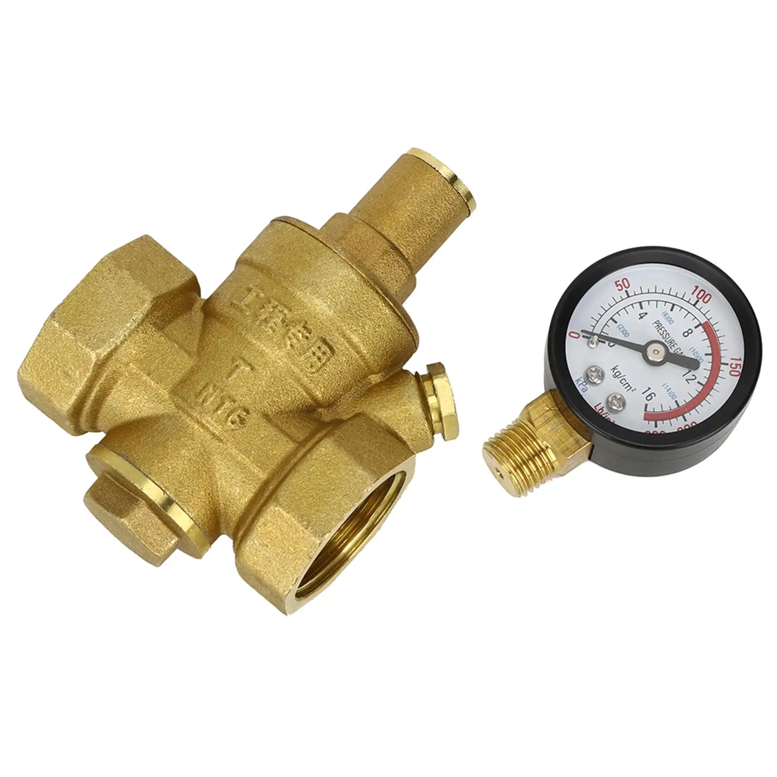 

Brass DN25 Water Pressure Regulator Relief Valve with Gauge Meter - Adjustable