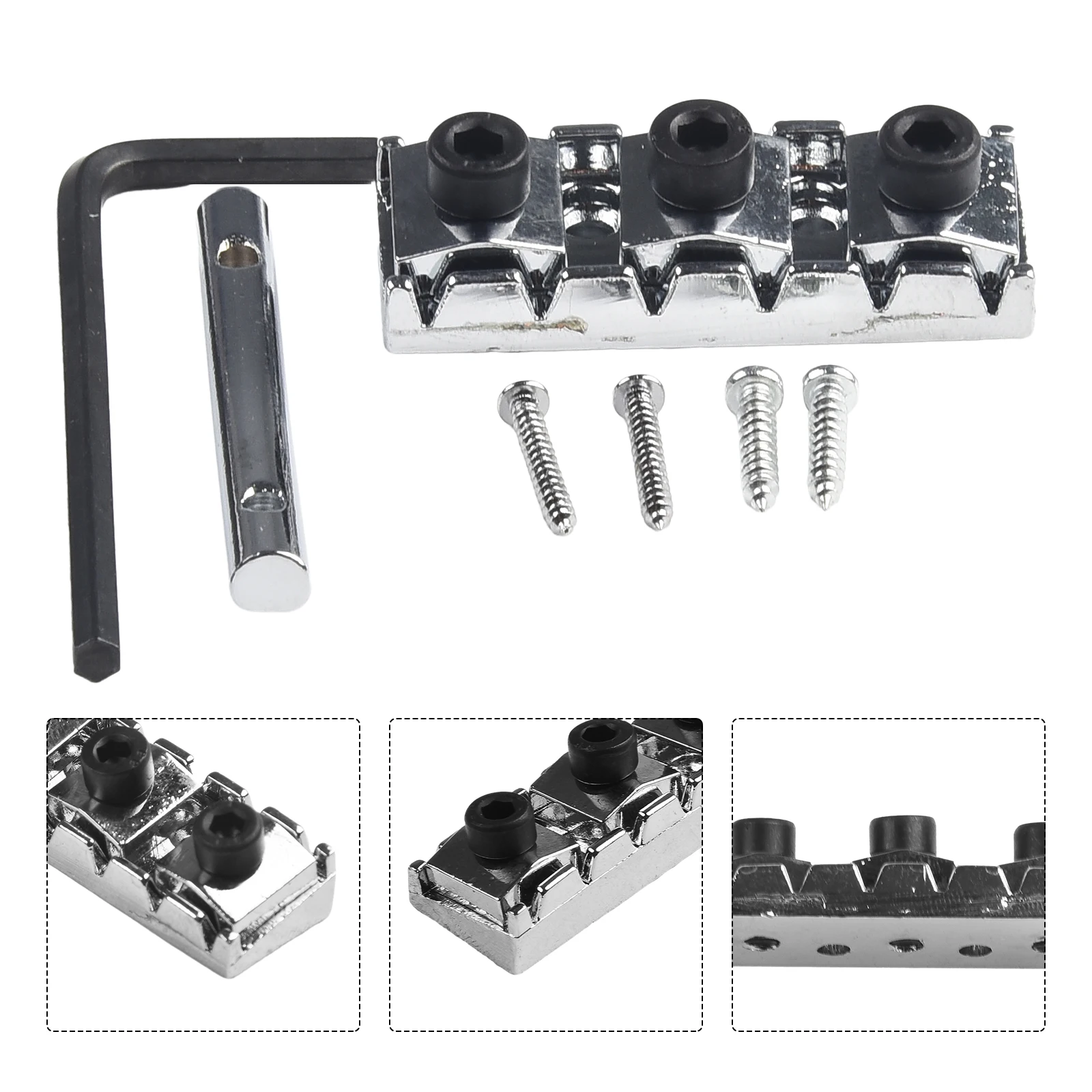 Guitar String Lock Pillows Kit Stainless Steel Locking Nut String Lock Top Mount Type String Tension Bar With Screw Guitar Parts