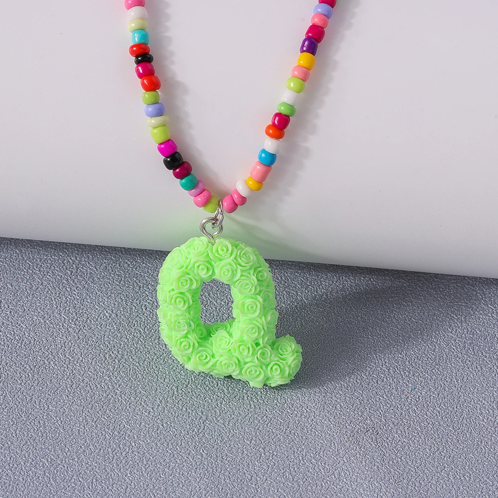 Aihua Niedliche Boho-Halskette mit Namen und Initialen, 26 Buchstaben, für Frauen, BFF, beste Freunde, Kinder, Rose, A-Z Alphabet-Halsketten, Geburtstagsgeschenke – Detail 13