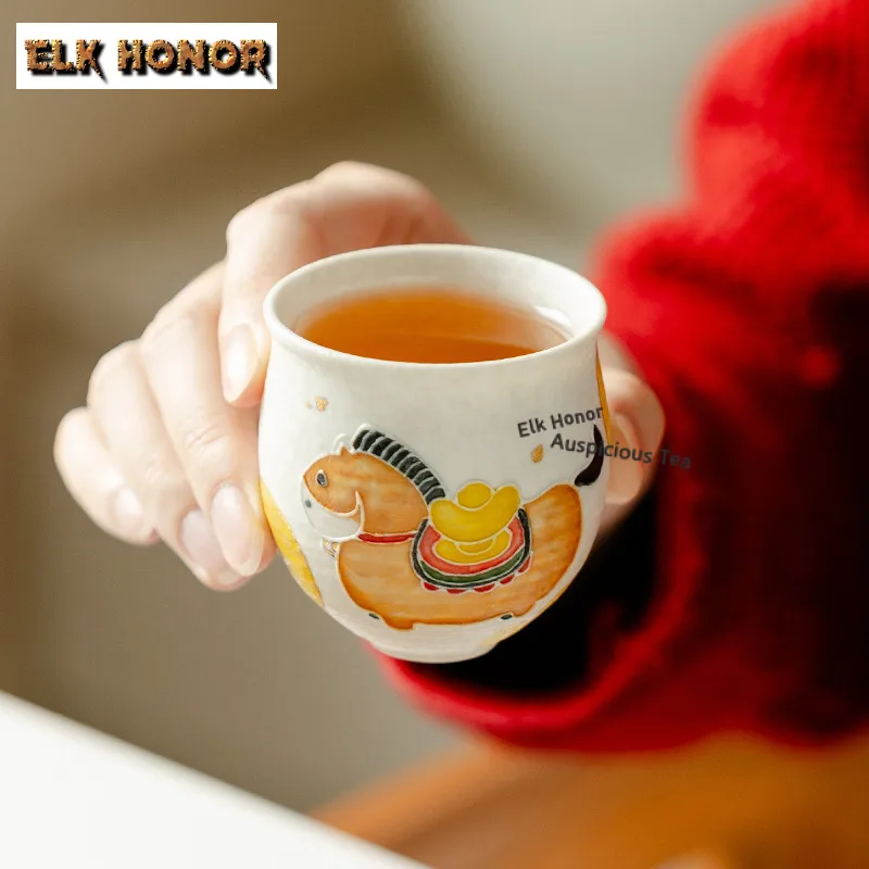 

Чайная чашка 90 мл с ручной росписью «Быстрое обогащение», японская чайная чаша, чайная пара, чашка для дегустации и ароматизации чая, мастер-чашки Jianzhan, принадлежности для кафе