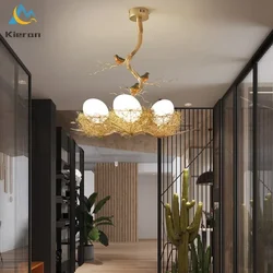 Nordic Modern Bird's Nest Glass Led Ceiling Lamp Bedroom Study Restaurant Ceiling Light Living Room Decor Aluminium Ceiling Lamp