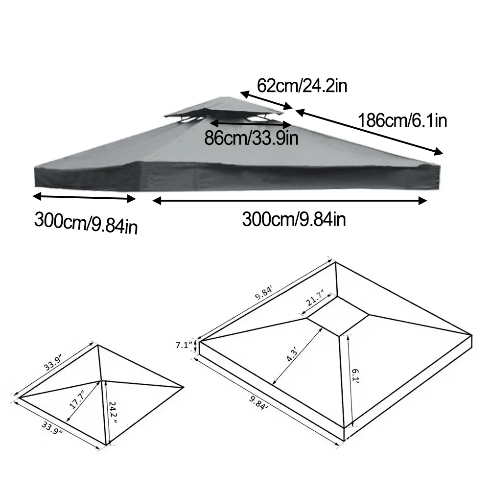 10x10 Ft Canopy for top Replacement Cover for Outdoor Pergola Featuring UV Shielding and Dual-Layer PA Fabric Construction