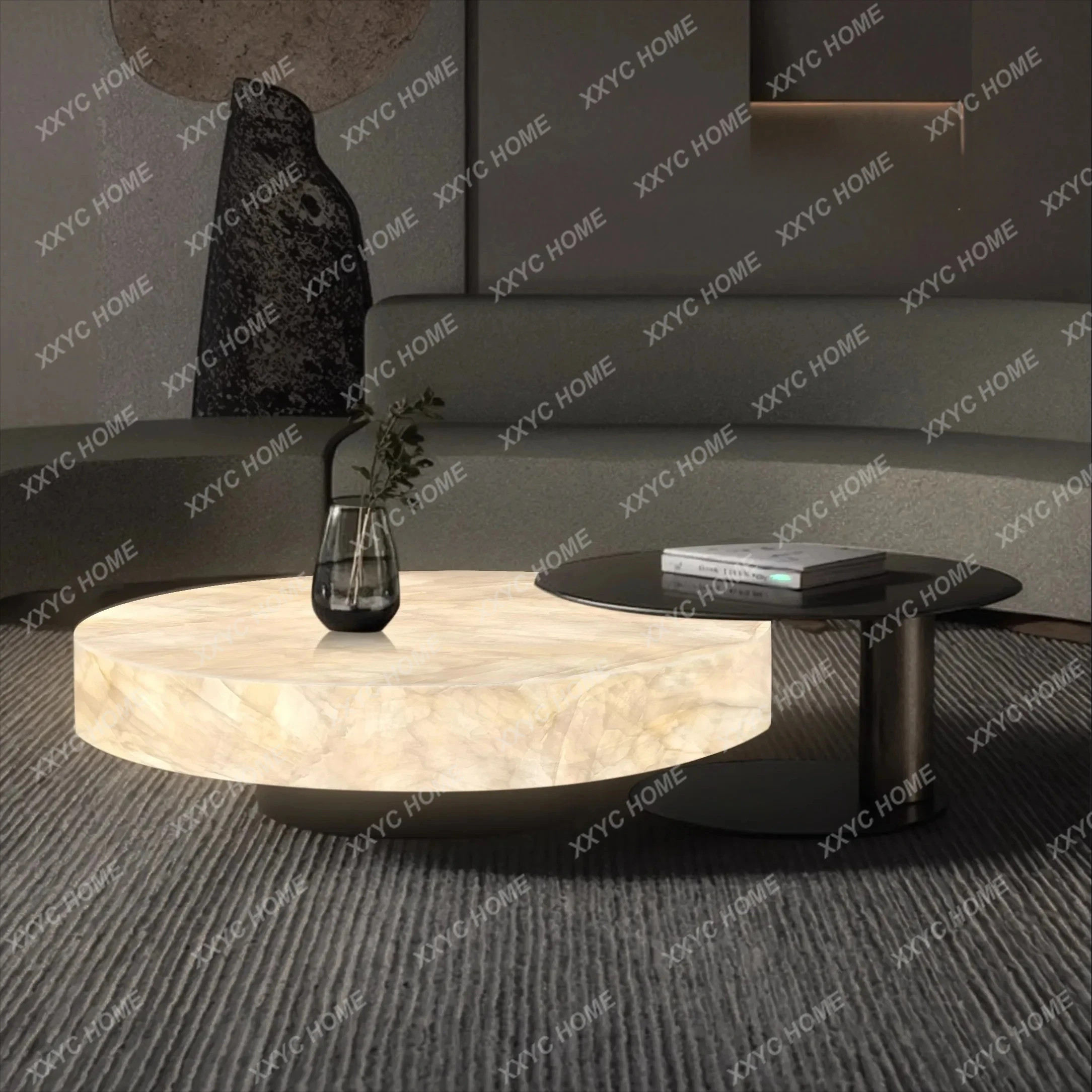 X New Marble Coffee Table Living Room Home Round Combination Simple Modern Customizable Coffee Table