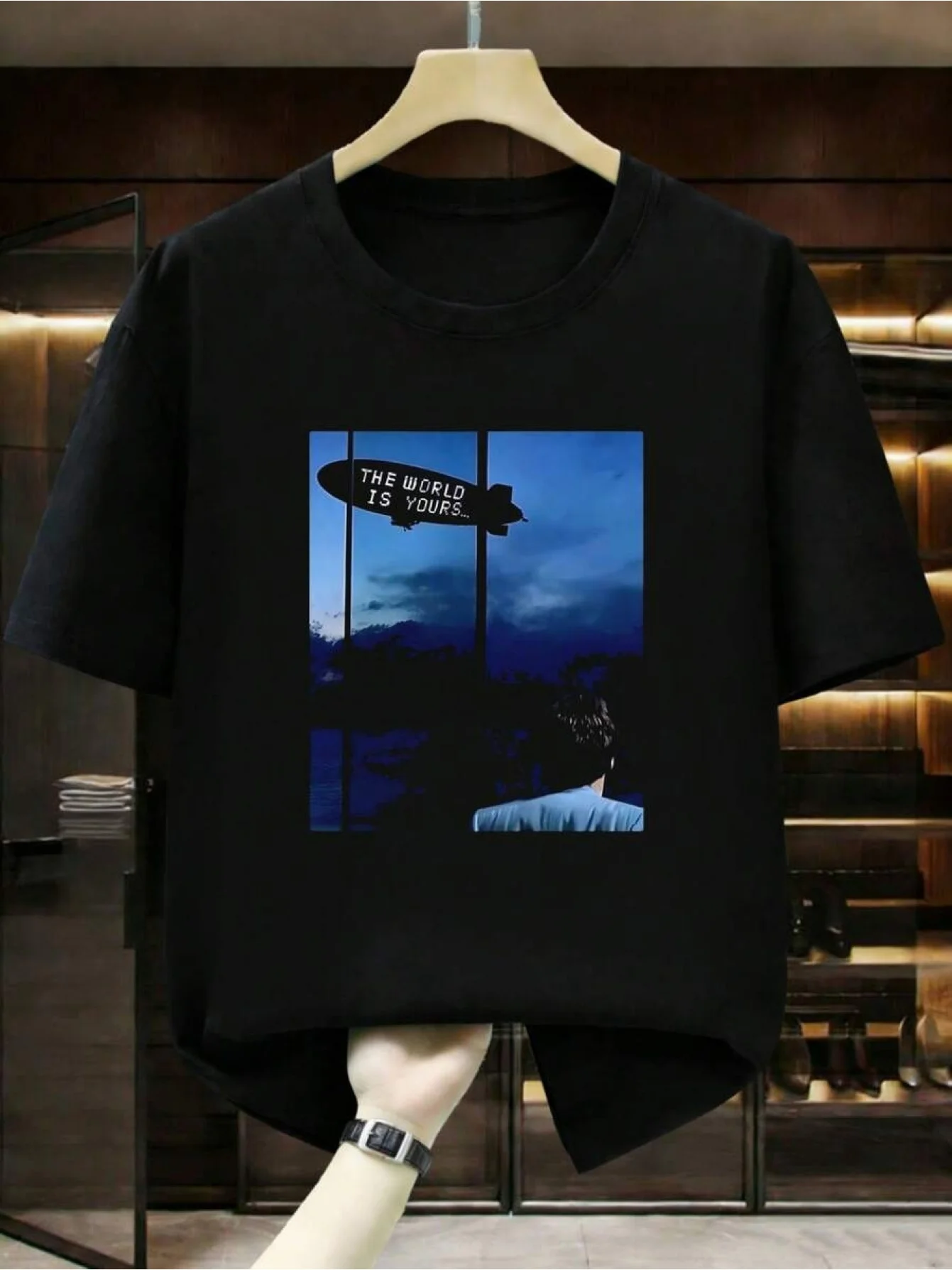 Scarred World Belongs to You: Artistic Prints. Casual Printed Letter Pattern Textured Print - Black Textured Unisex T-Shirt