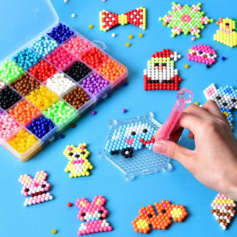 1000 sztuk / pudełko DIY Spray wody Magic Beads Ręcznie robione zabawki Zestaw zabawek dla dzieci Kolorowe kryształowe koraliki Puzzle Zestaw do