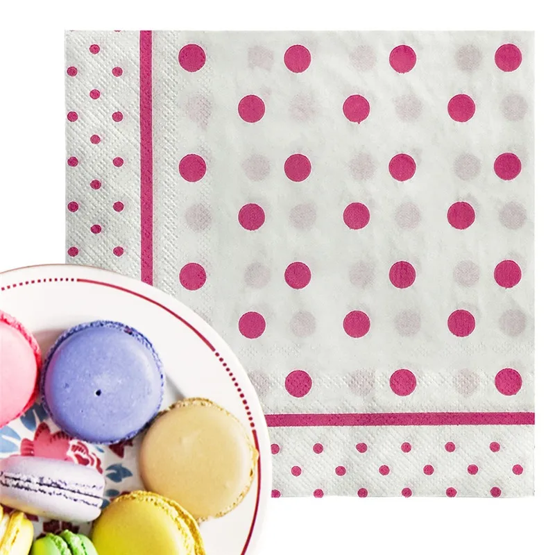 

20Pcs/pack 33x33cm Polka Dots Printed Disposable Craft Napkin Paper Festival Birthday Party Decoration Supplies