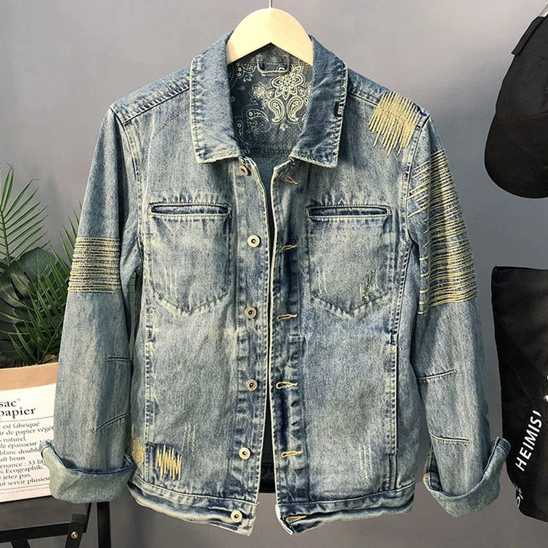 

Mens Summer Brand Light Denim Jacket and Coats XXXL Casual Slim Fit Bomber Jacket For Man Jean Jacket European Mens Overcoats