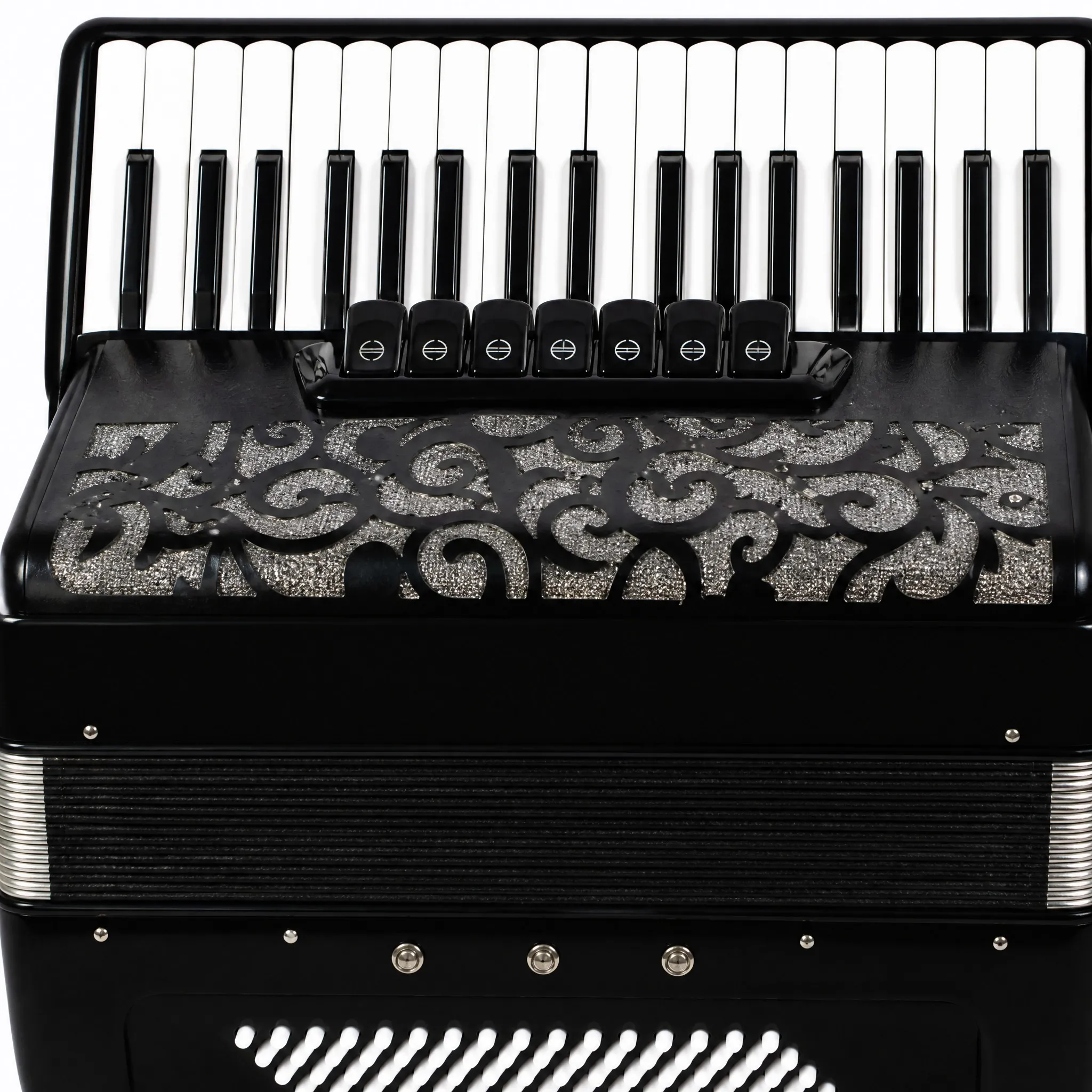 OEM 37 Key 80 Bass Accordion Maple Celluloid With Exquisite Carved Metal Cover Gig Bag