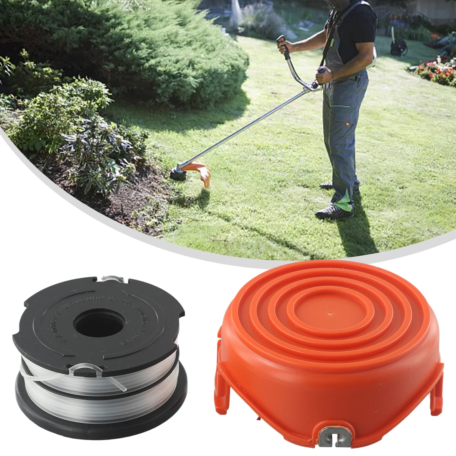 Spool and Line with Secure Cover Cap for Black and Decker GL315 GL350 GL650 GL337SB GL546SC GL650SBC GL651SB GL652 GL653 GL656