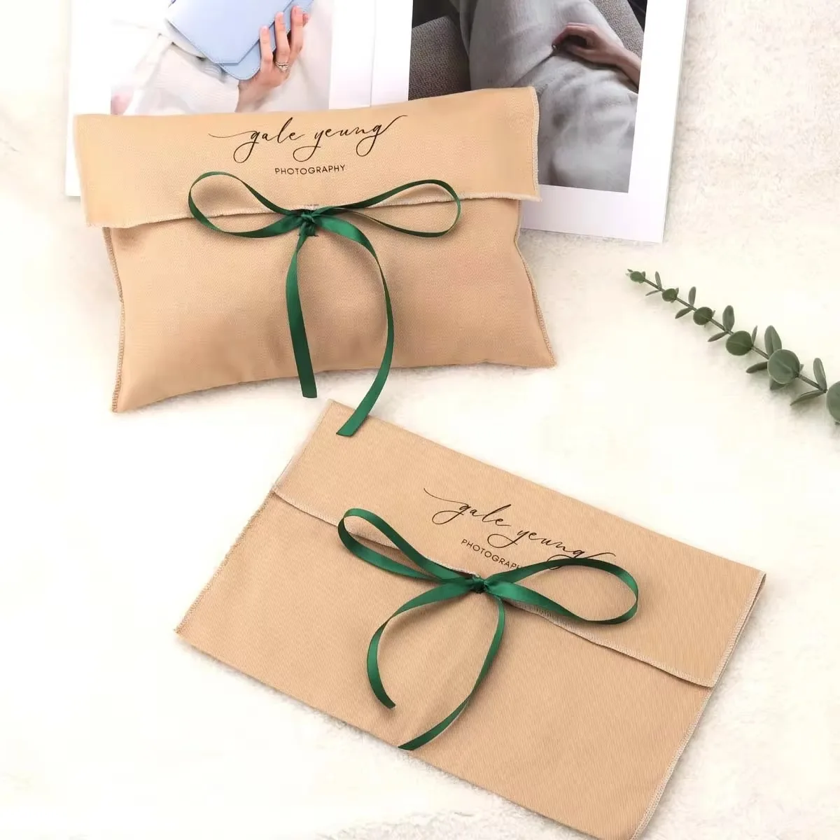 Luxury Envelope Custom Logo Printing Cotton Twill Dust Bag For Packaging Handbag Envelope Dust Pouch